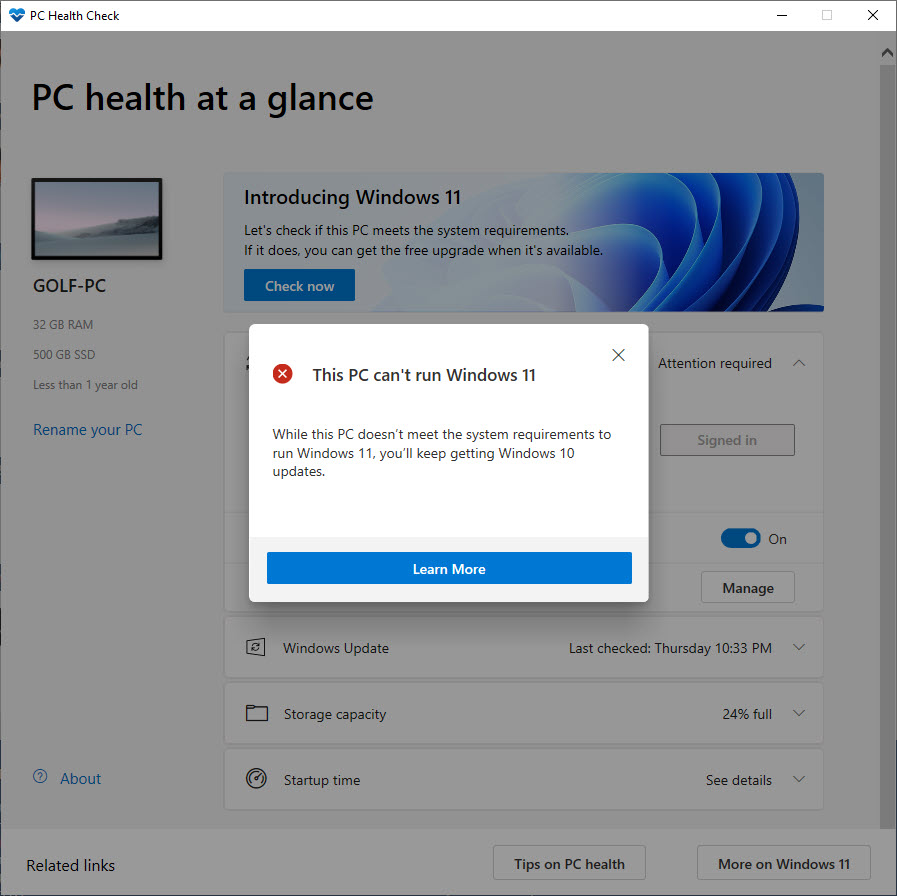 Windows PC Health Check Windows 11